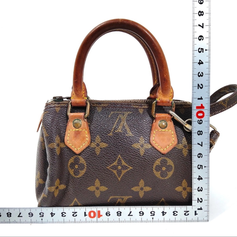 AUTH Louis Vuitton LV Mini Speedy Tote Hand Bag Crossbody Brown Monogram - Picture 2 of 8